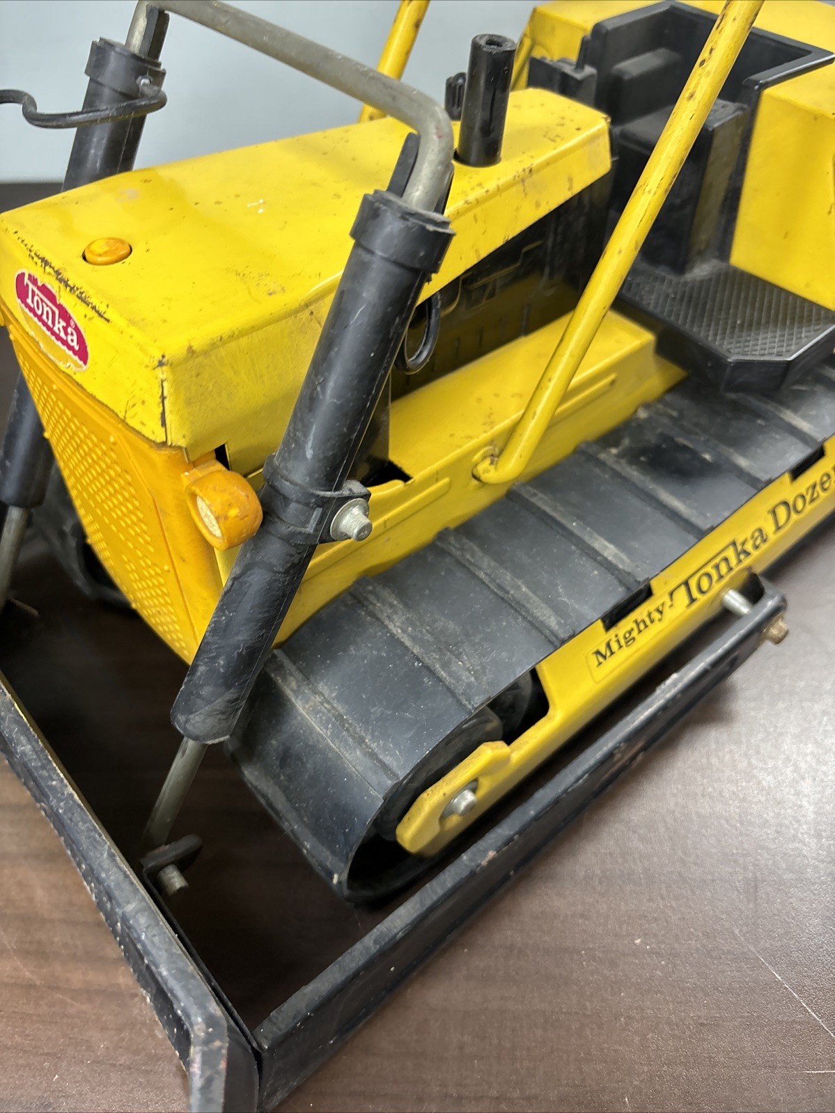 Vintage 1970s Mighty Tonka T-9 “Killdozer” Bulldozer Nice Shape Pressed Steel