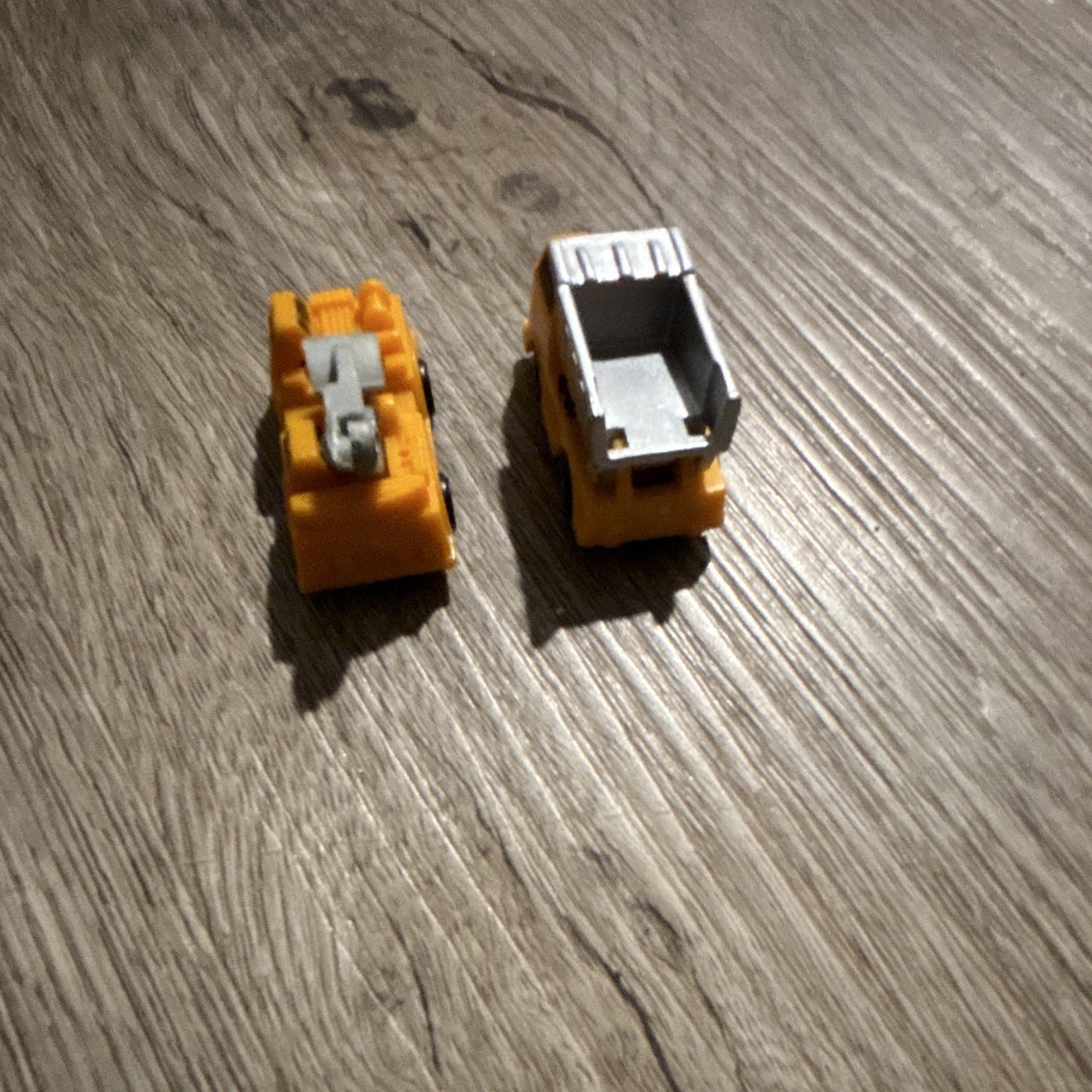 2pc Lot Mini Toy Construction Vehicles, Yellow Plastic, Ages 4-11