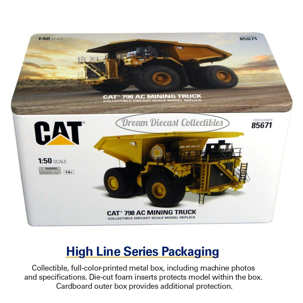 1:50 CAT CATERPILLAR 798 AC MINING TRUCK LARGE HIGH LINE DIECAST MASTERS 85671