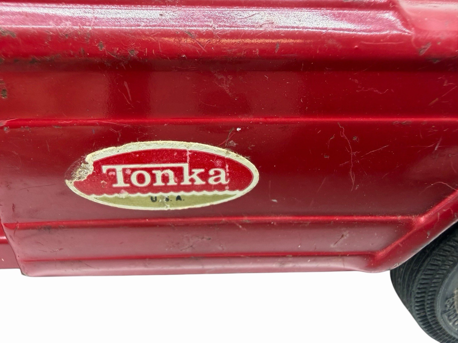 Vintage 1960s Red Tonka 9″ Pressed Steel Cement Mixer with Working Drum