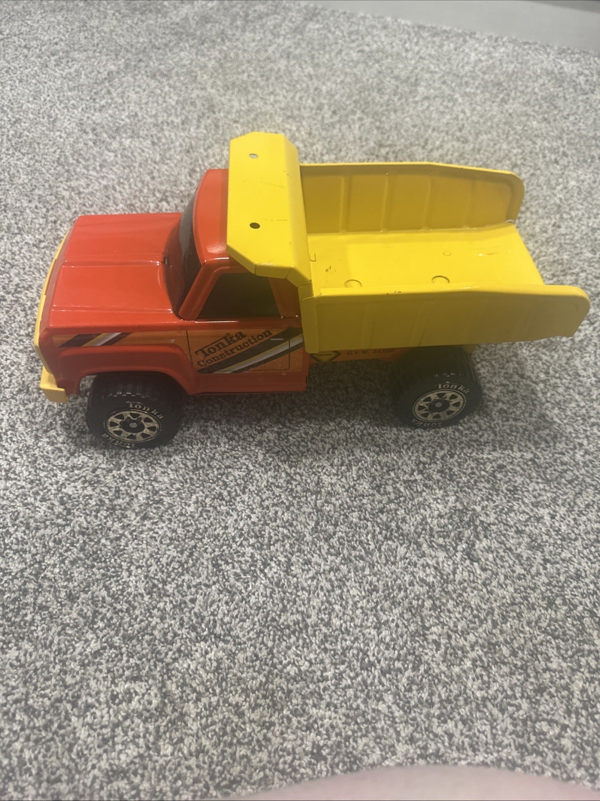 Vintage 1980’s Tonka Construction Dump Truck Orange Yellow Pressed Steel Collect