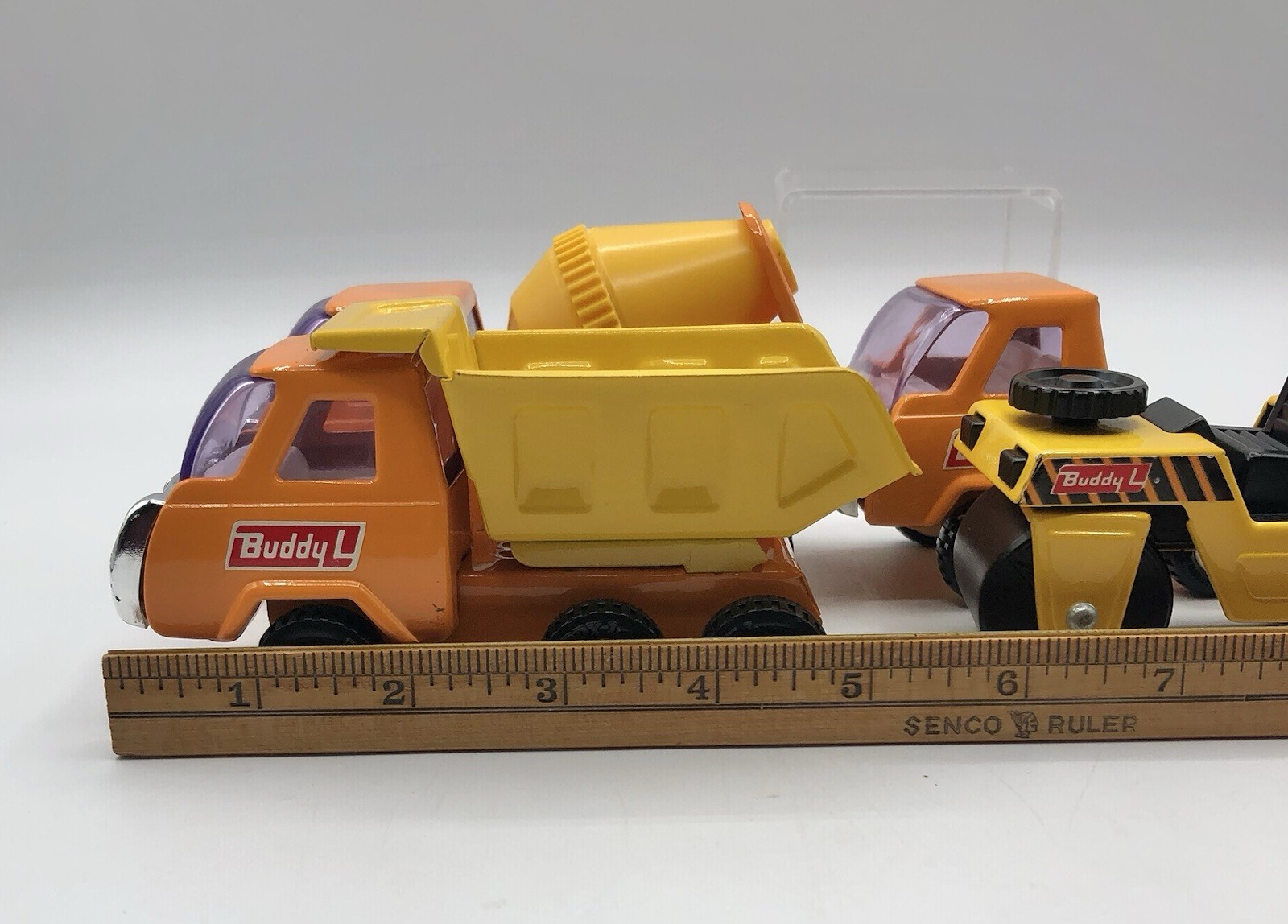 1970’s Buddy L Pressed Steel 4pc Construction Vehicle Set/ Pristine /b