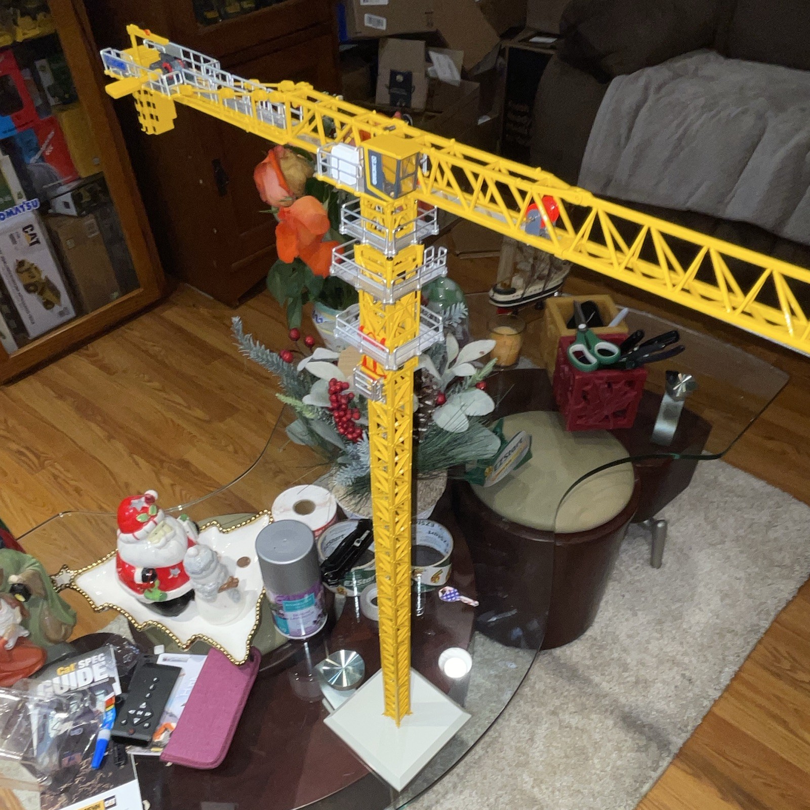 XCMG Tower Crane Diecast Construction Model 1:50 Yellow Gray w/ Hook Base