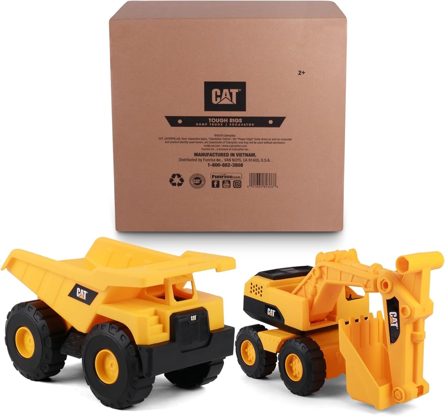 Durable CAT Tough Rigs 15″ Dump Truck Excavator 2 Pack Weather Resistant Toy