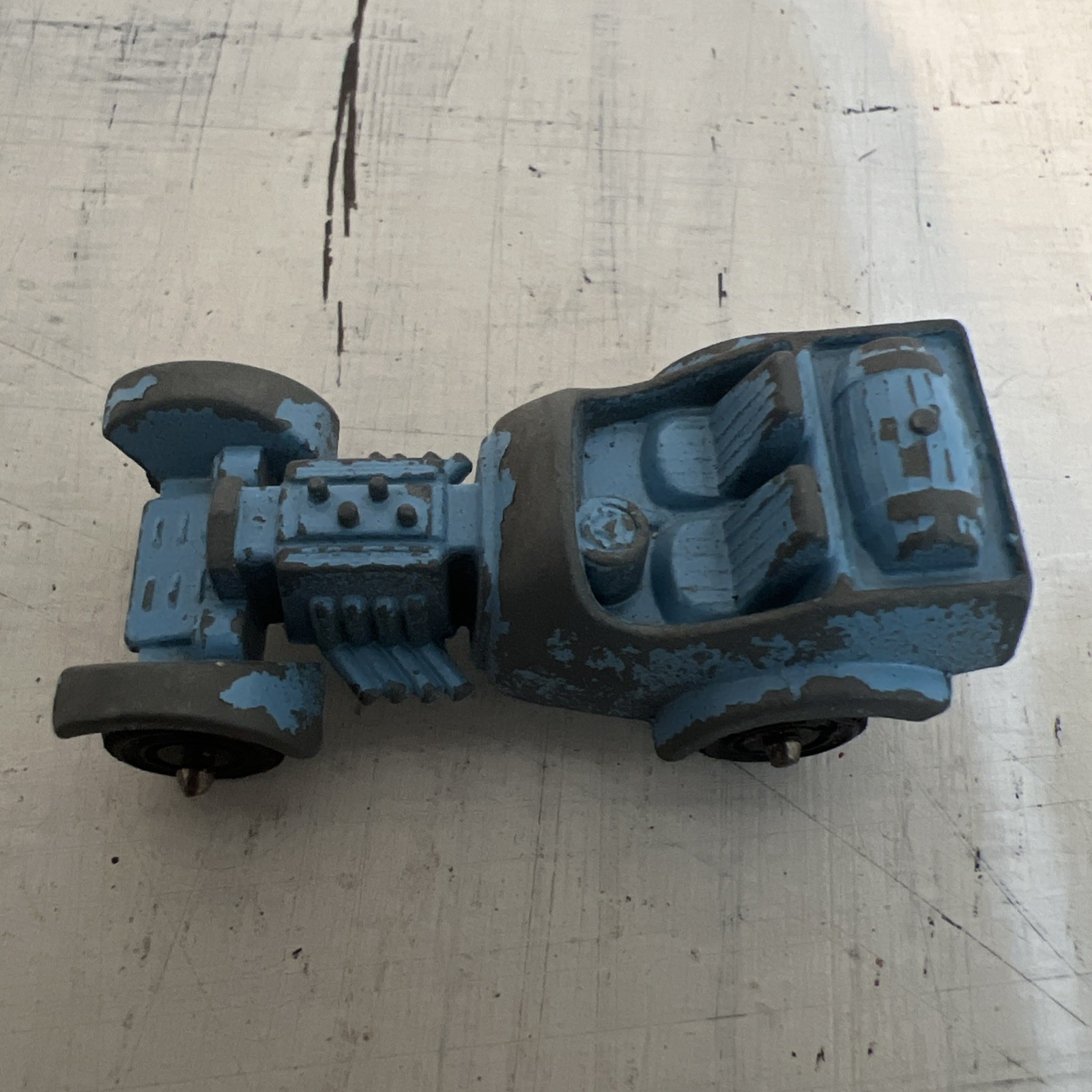 VINTAGE TOOTSIE TOY USA – FORD V8 RAT ROD with BARREL TANK – SKY BLUE CHICAGO IL