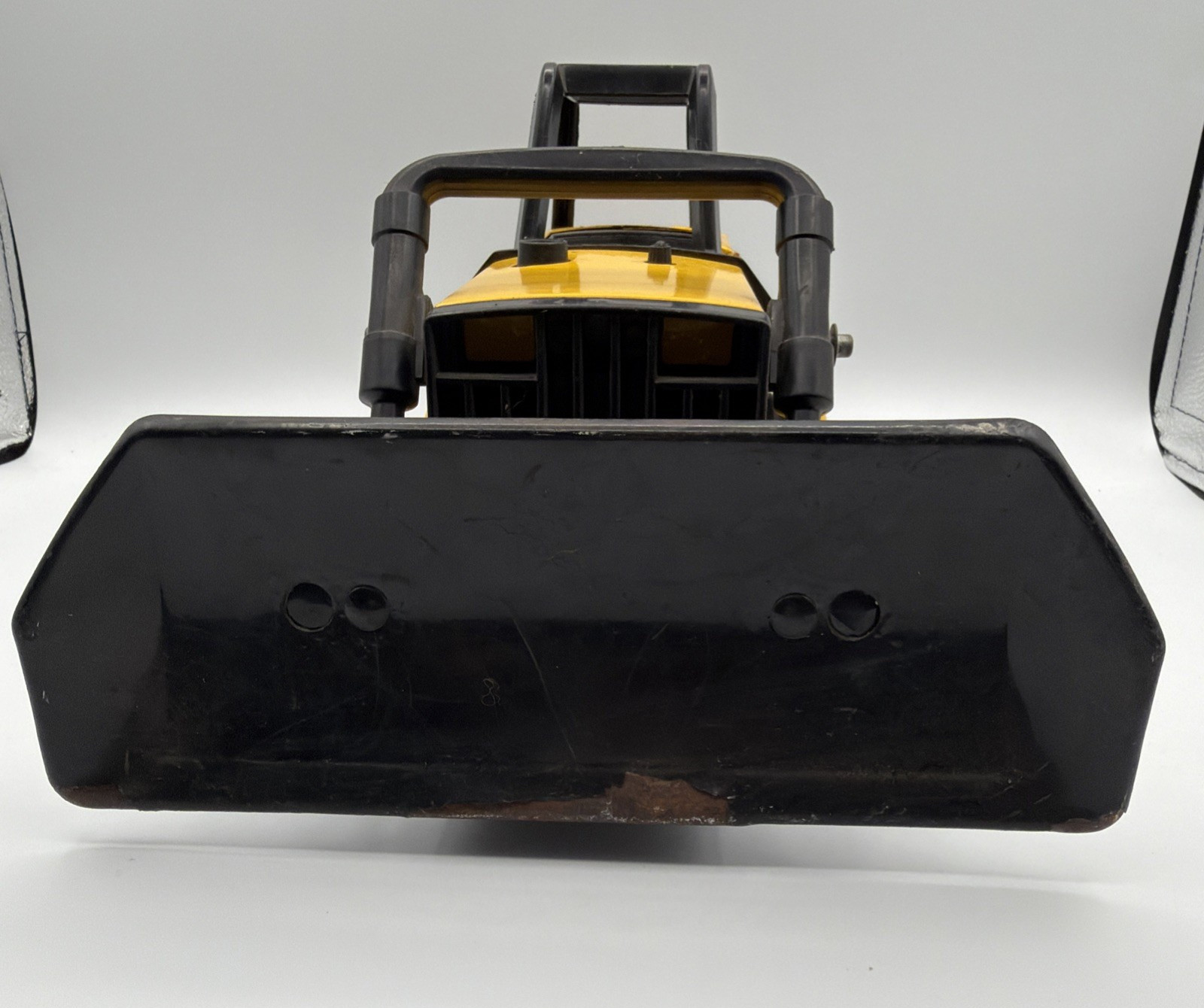 Vintage 1980s Tonka Trax Bulldozer Crawler: Pressed Steel Construction Toy 12″