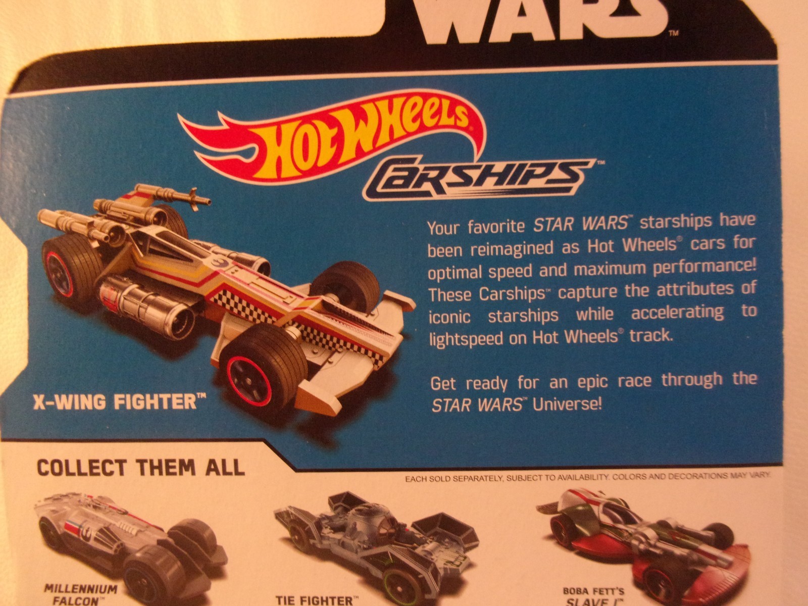 NIB Mattel Hot Wheels Star Wars X Wing Fighter Carships Toy Boys Girls