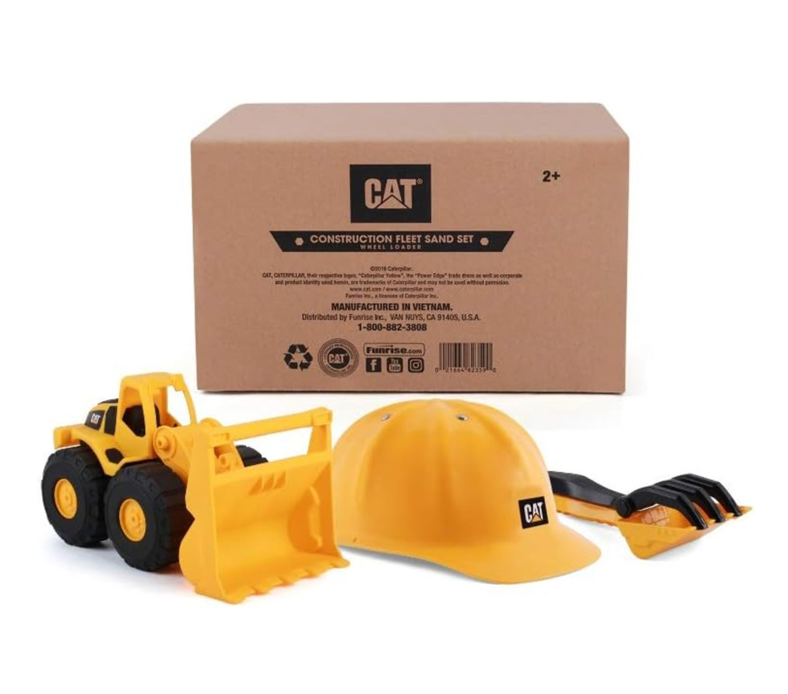 Funrise CAT Construction Toys Front Loader Gift Set w/ Hard Hat & Sand Tools