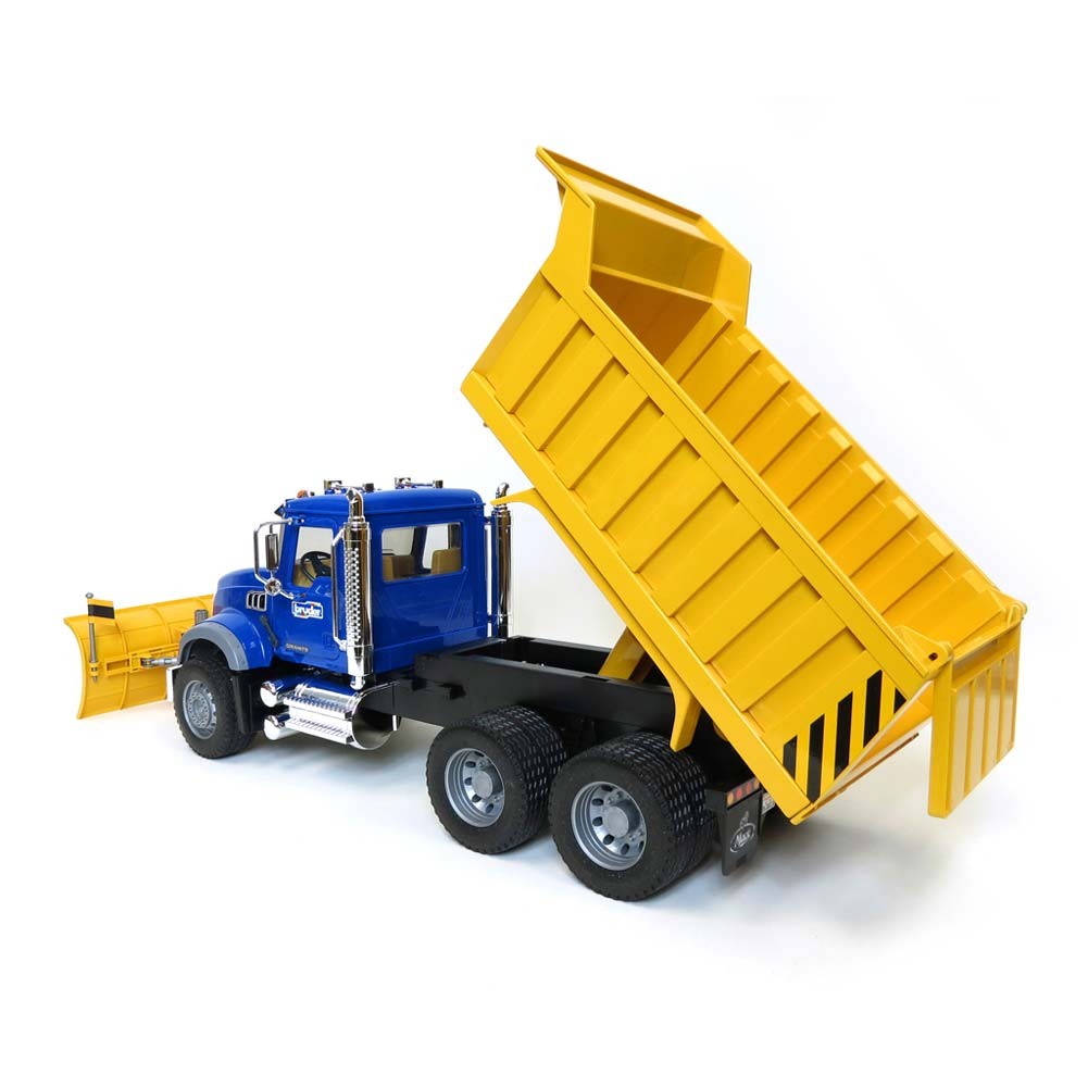 1/16th Bruder Mack Granite Dump Truck with Snow Plow and Flashing Lights 02825