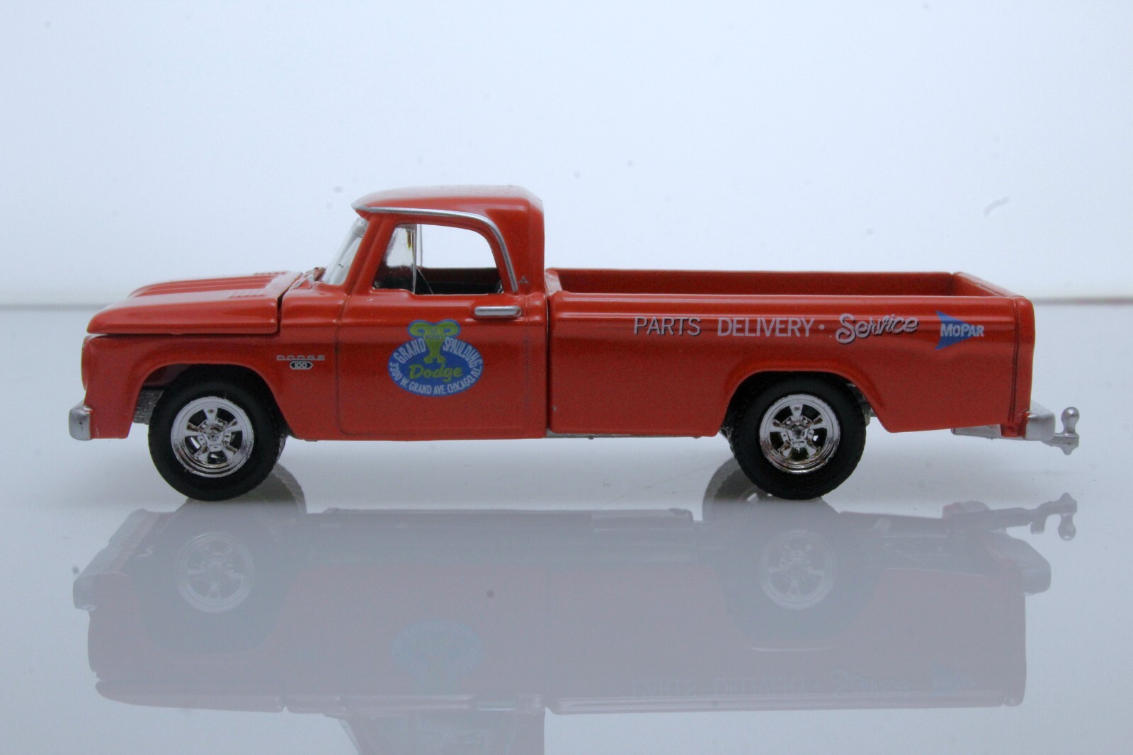1967 Dodge D-100 Parts Delivery Service Pickup & Race Car Trailer, 1/64 Diecast