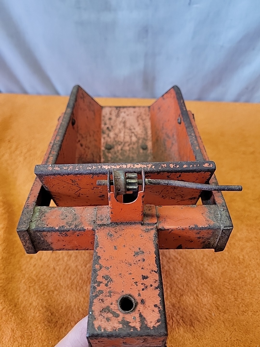 W•Vintage Orange Nylint Pressed Steel Bottom Dump Earth Mover Trailer