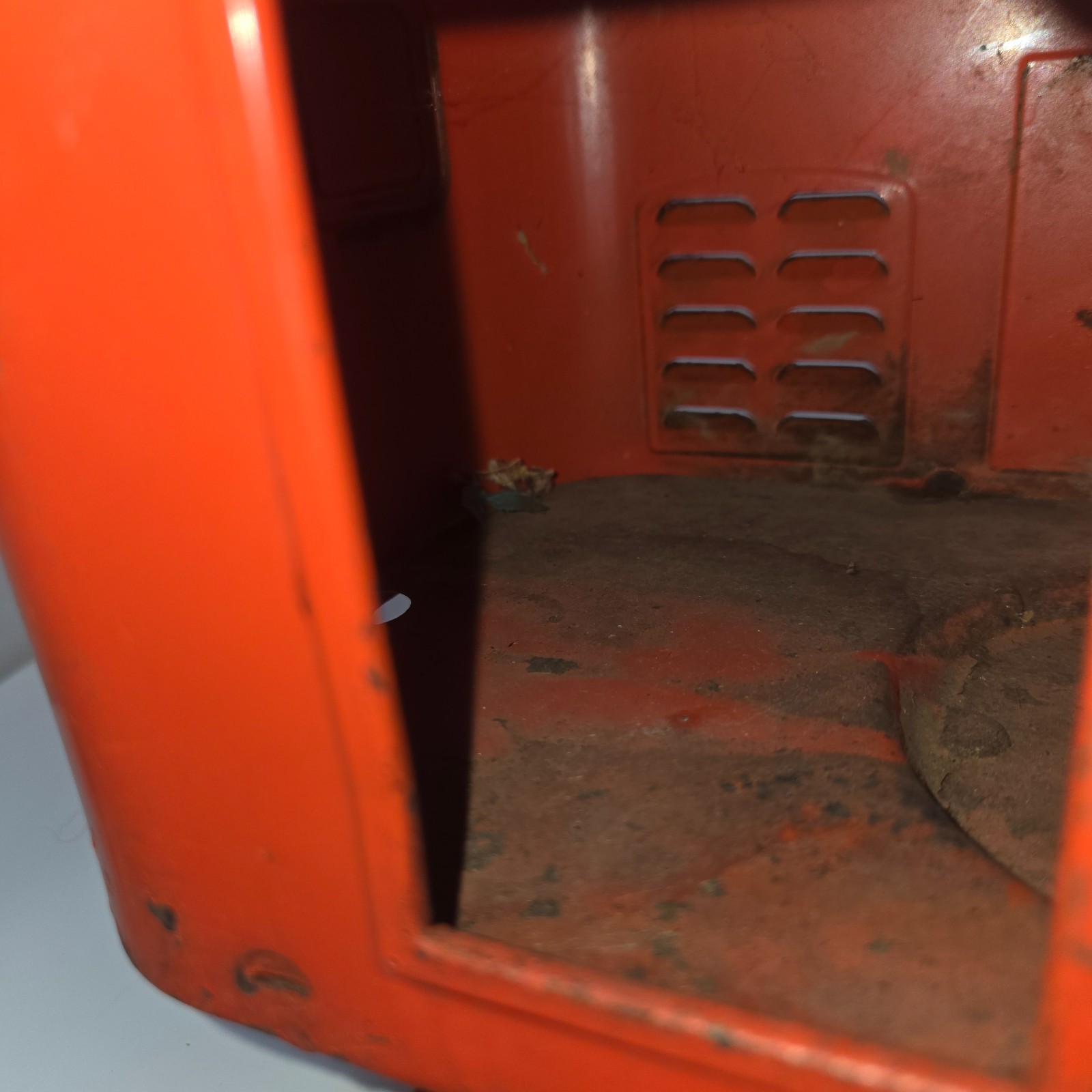 Vintage Pressed Steel Structo Construction Steam Shovel Orange Top Gear Works