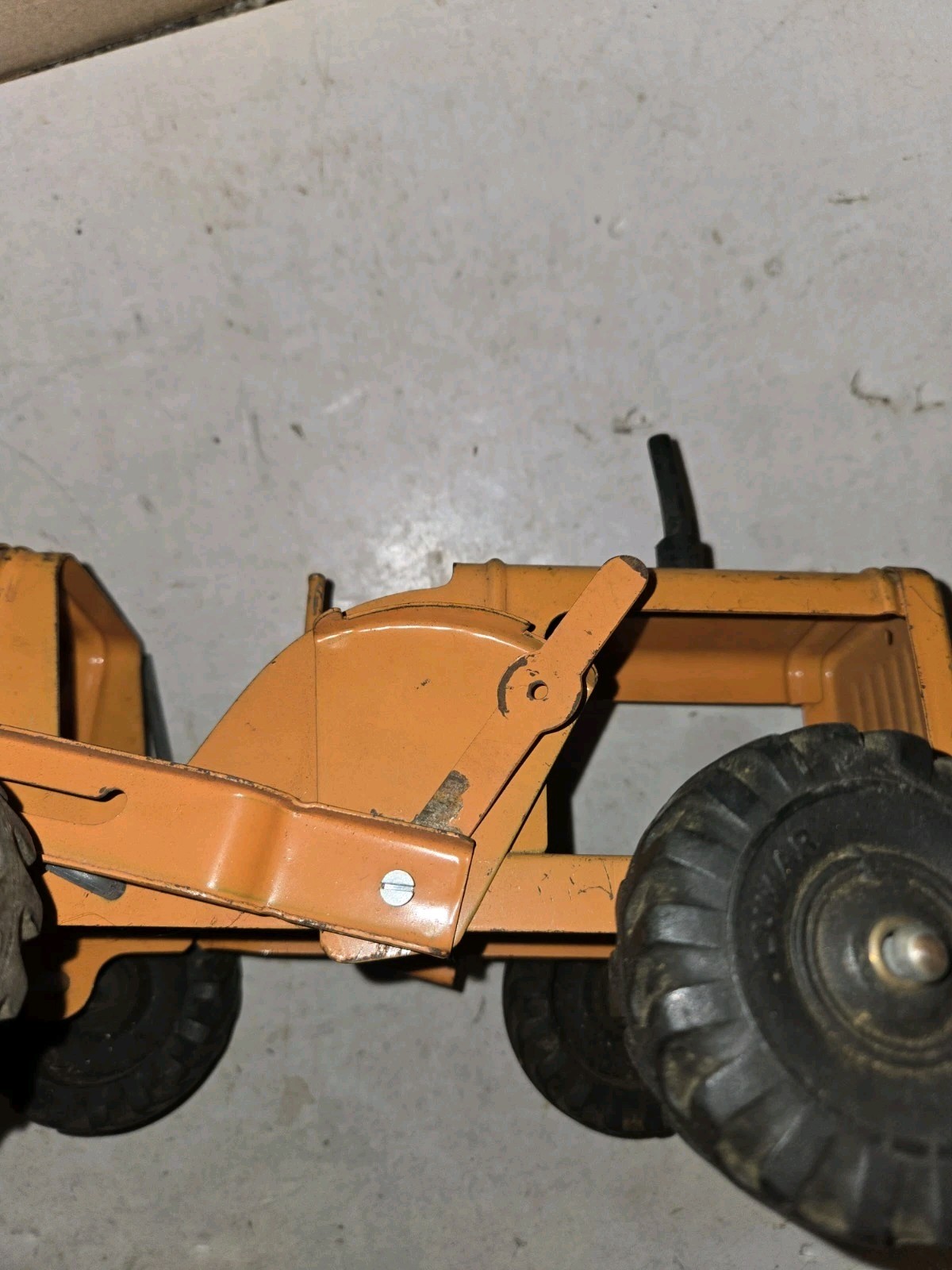 Vintage 50s/60s Marx/Lumar Hi-Lift Loader Toy Tractor,Yellow Orange,Project,Part