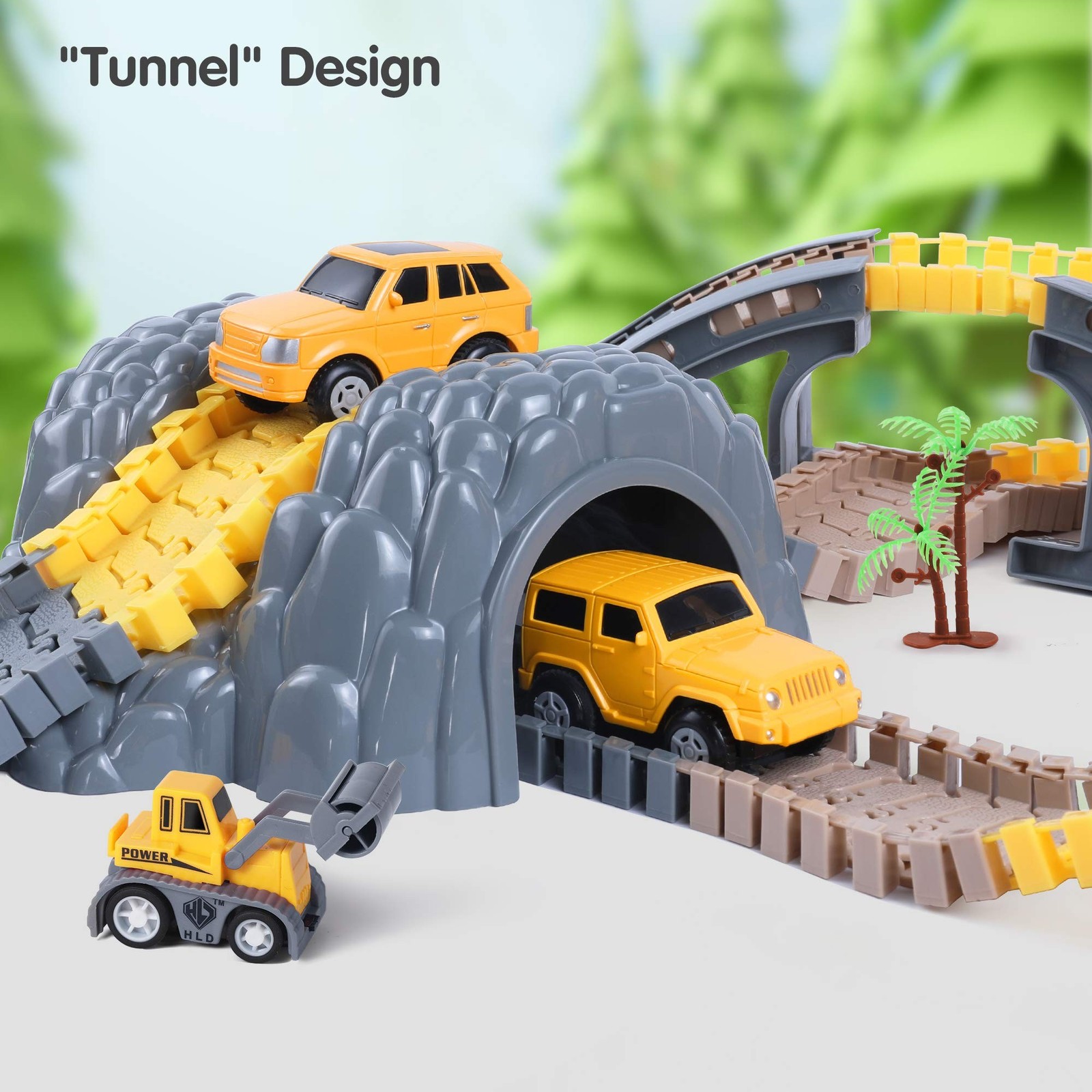 TUMAMA 249pcs Construction Race Track Vehicle Toys for Boys and Girls, STEM B…