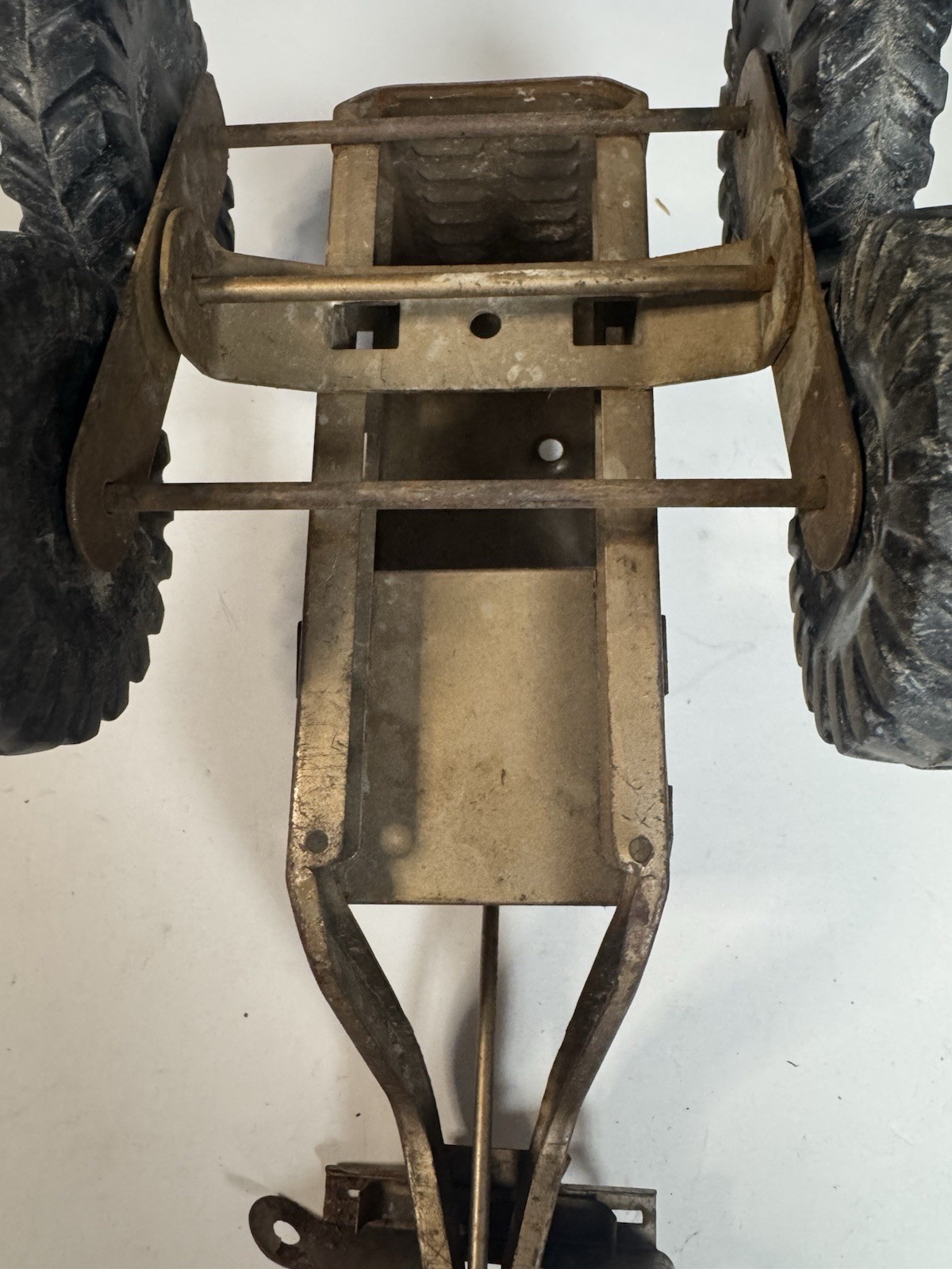 vintage structo pressed steel road grader tractor bronze color Needs Repair