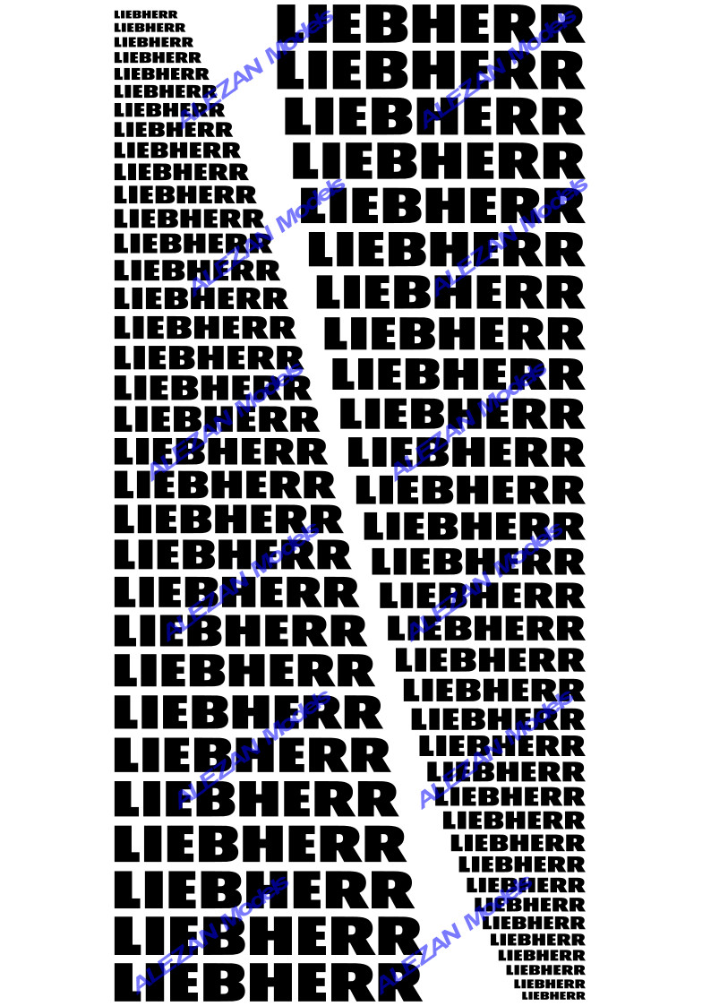 ALEZAN MODELS . DECALS . LIEBHERR . BLACK . 1/50 . 1/64 . 1/87 . 1/32 .