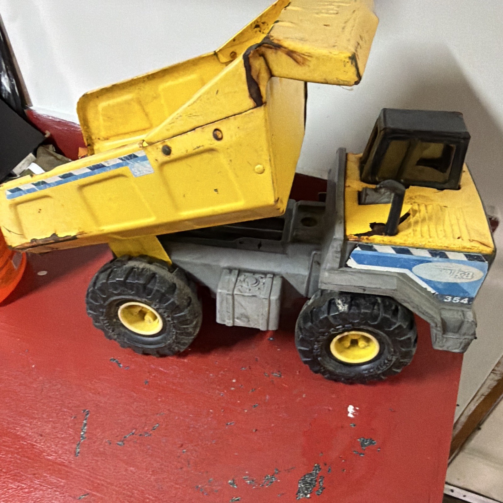 Tonka Vintage Diecast Dump Truck Toy, Yellow/Gray/Blue/Black, Model 354