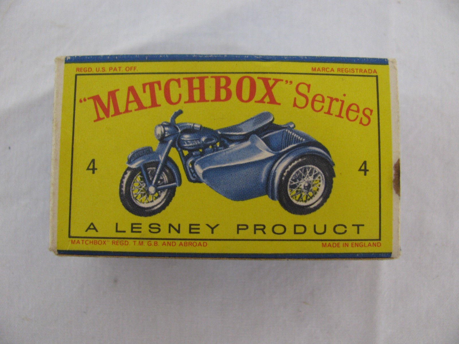 Vintage Lesney Matchbox Diecast Triumph T110 Motorcycle w/ Sidecar #4 New!