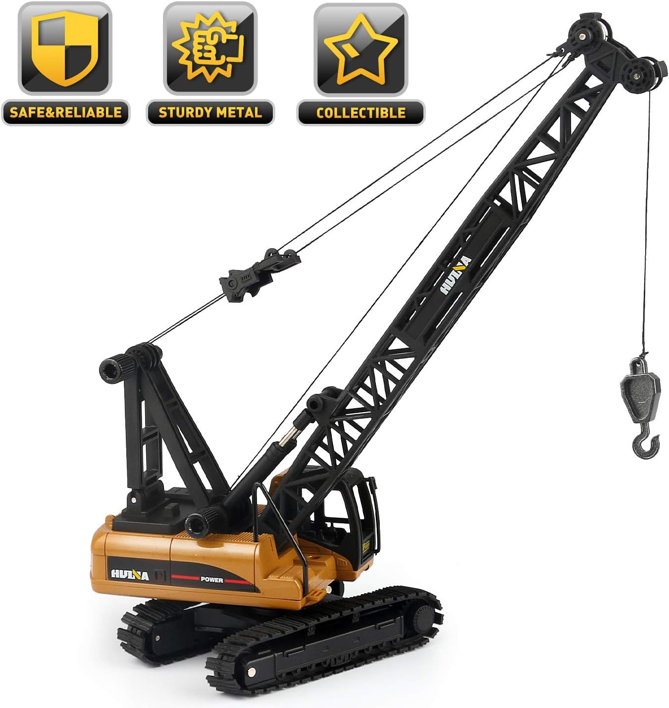 1/50 Scale Metal Diecast Crane Truck Toy for Kids, Crawler Crane Model Vehicle