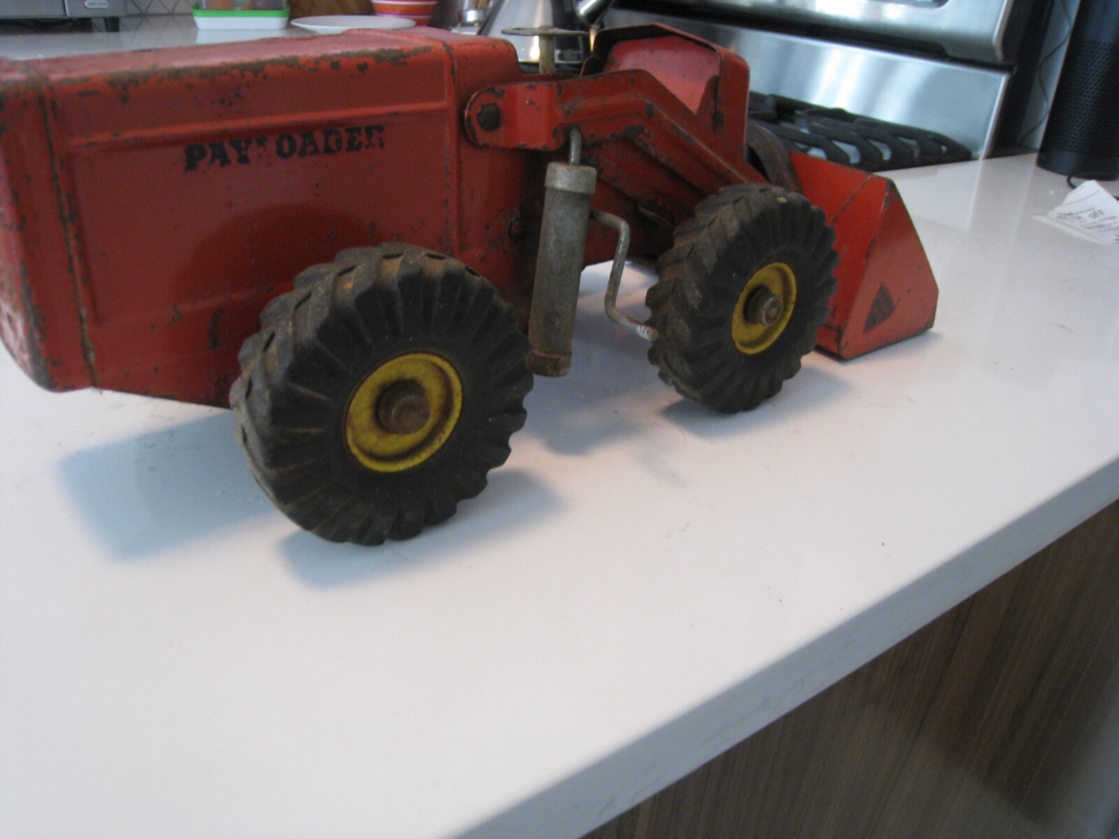 Vintage NYLINT Red Pressed Steel HOUGH Payloader Front End Loader Tractor Toy