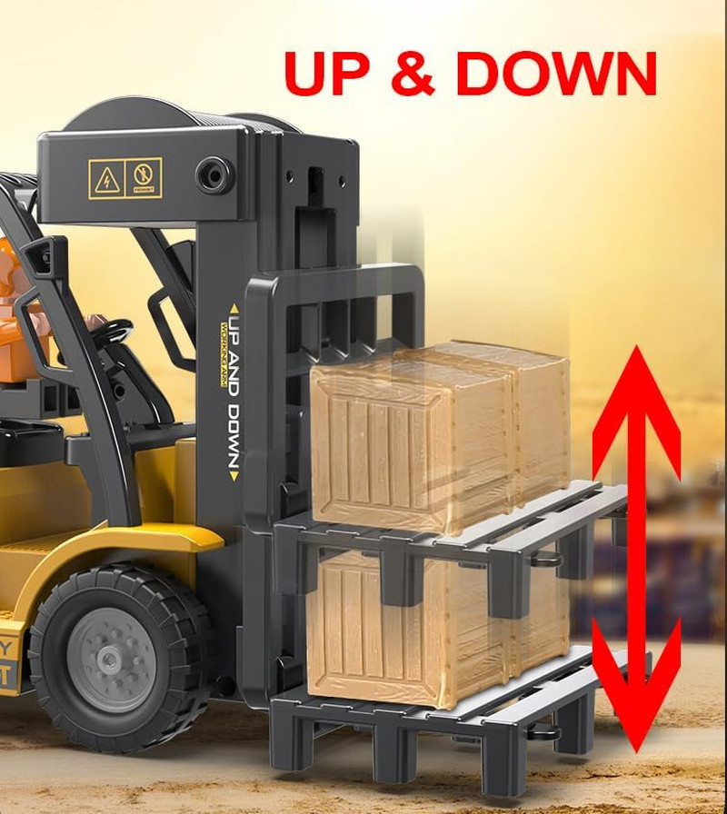 11 Channel RC Forklift – 1:24 Scale Construction Truck Toy, Yellow, 3+ Years