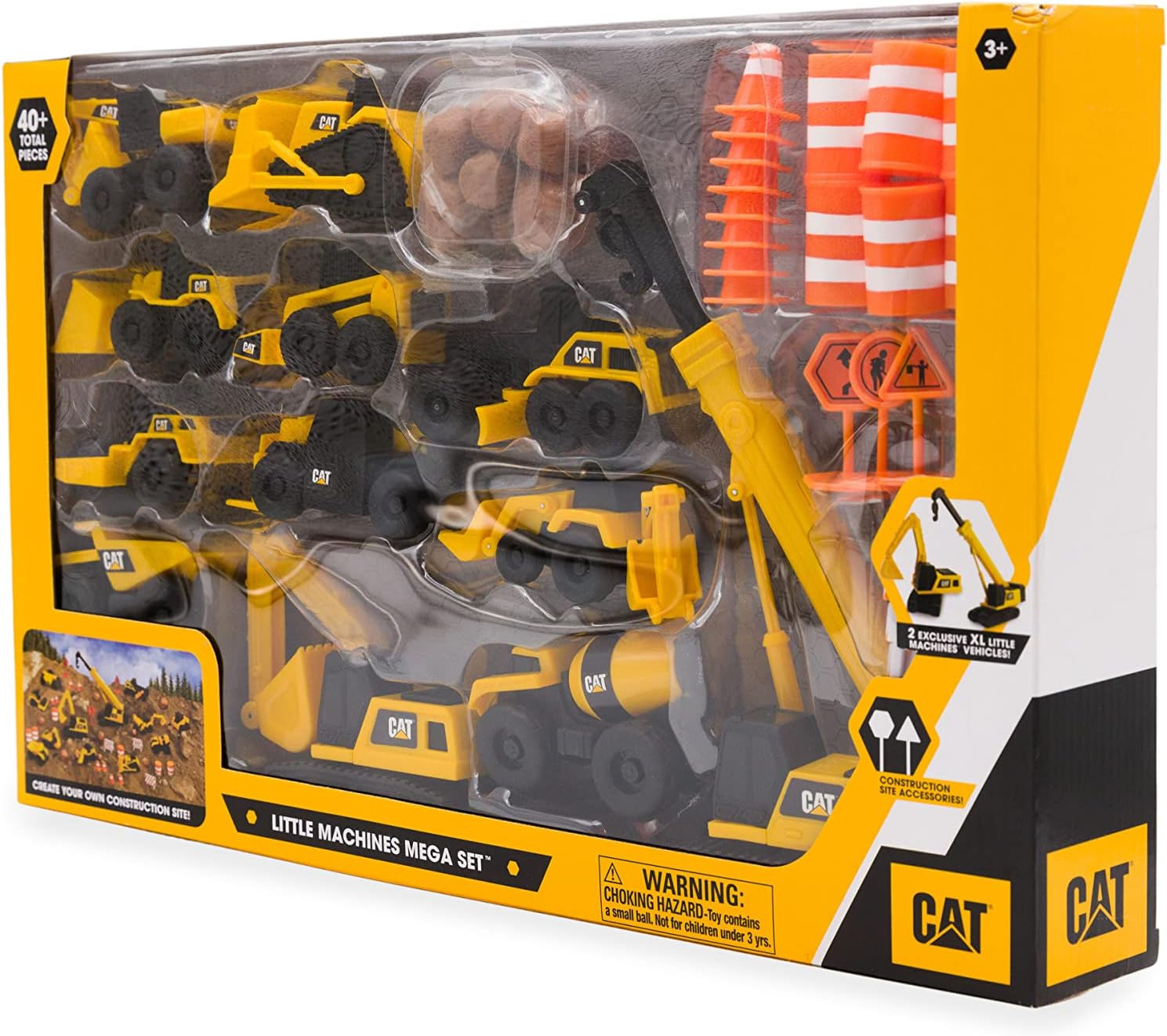 Construction Toys, Little Machines Mega Set – 40+ Pieces with XL Crane & Excavat