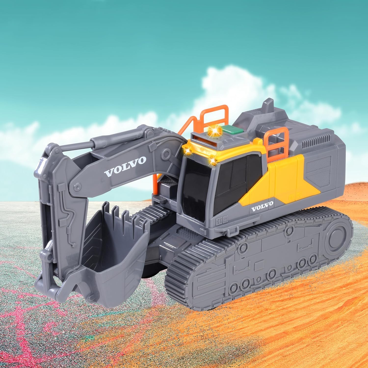 Dickie Toys – Volvo Tracked Excavator – 23cm Crawler Excavator with Light, Sound