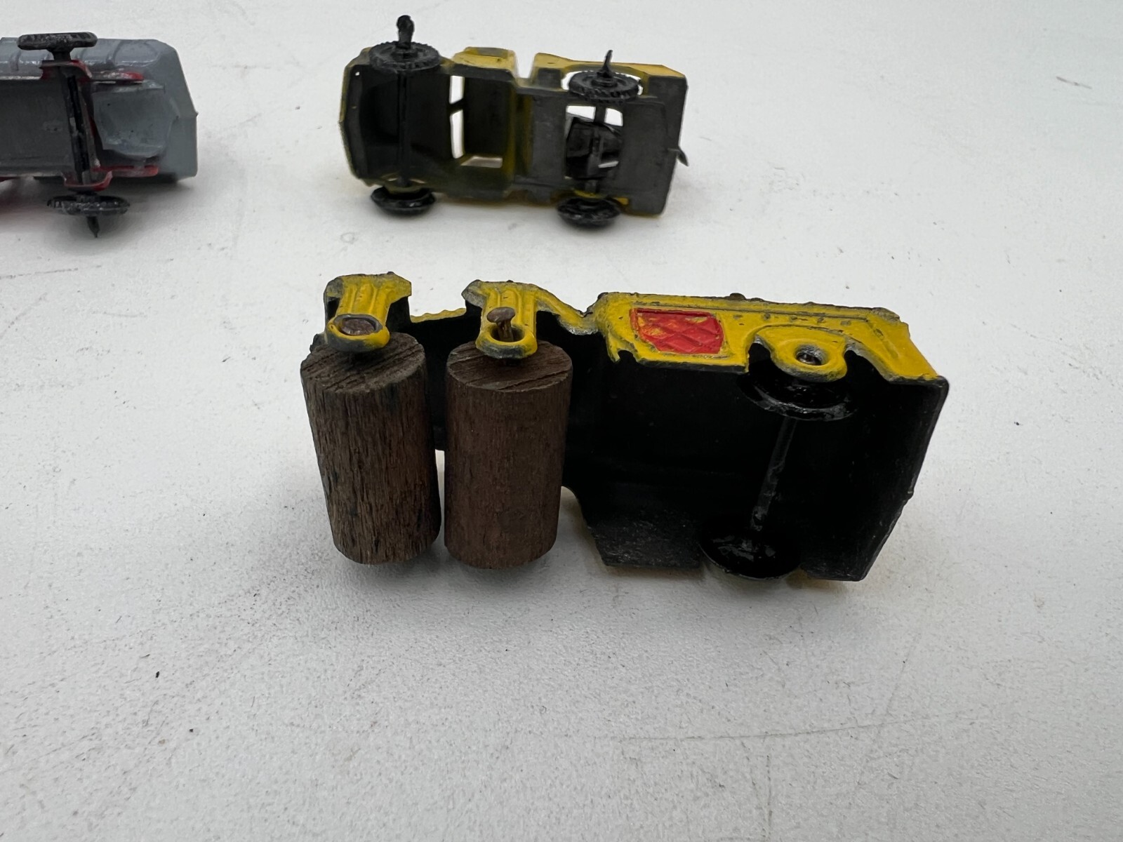 6 Vintage Diecast Road Work Toys Bull Dozer Tow Truck Grater Roller / Japan