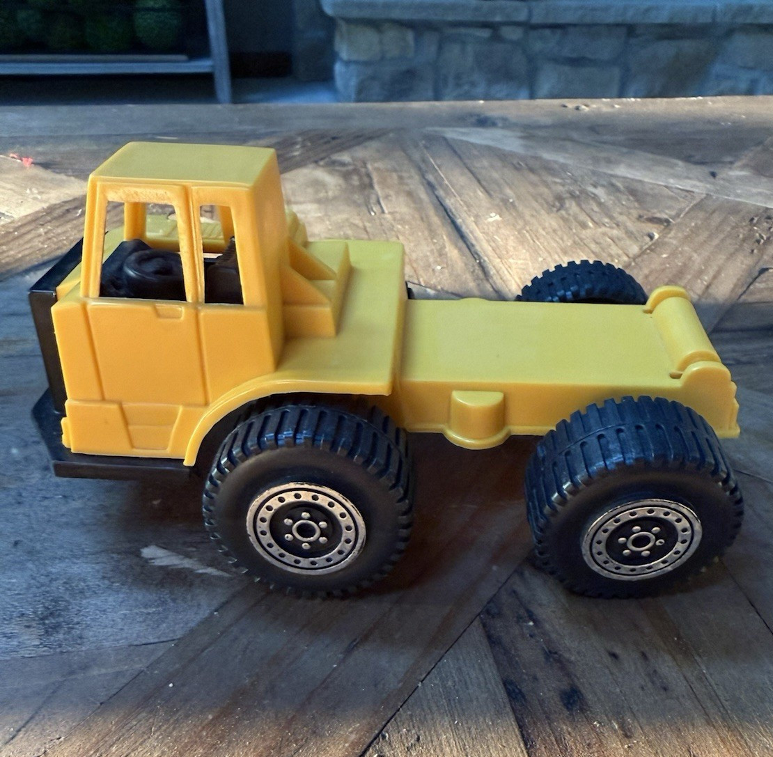 Tootsietoy Yellow & Black Plastic Construction Vehicle Toy, Made in U.S.A.