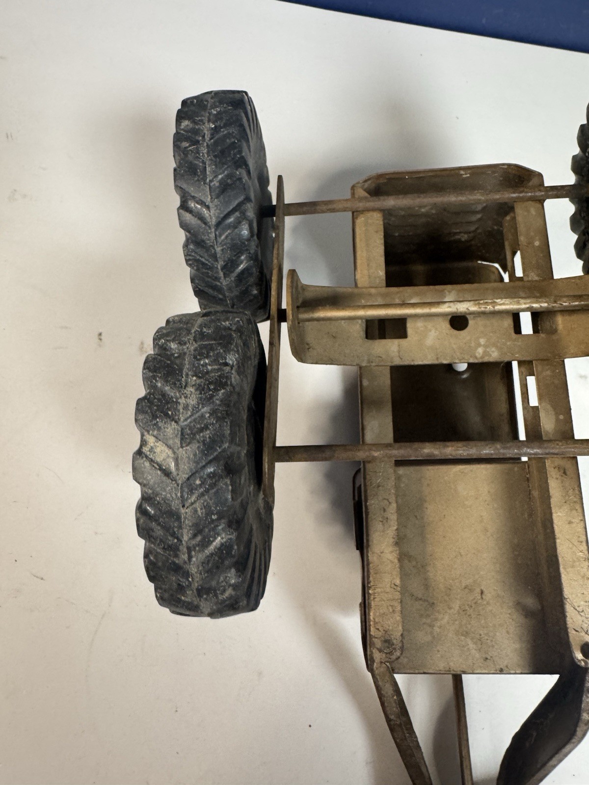 vintage structo pressed steel road grader tractor bronze color Needs Repair