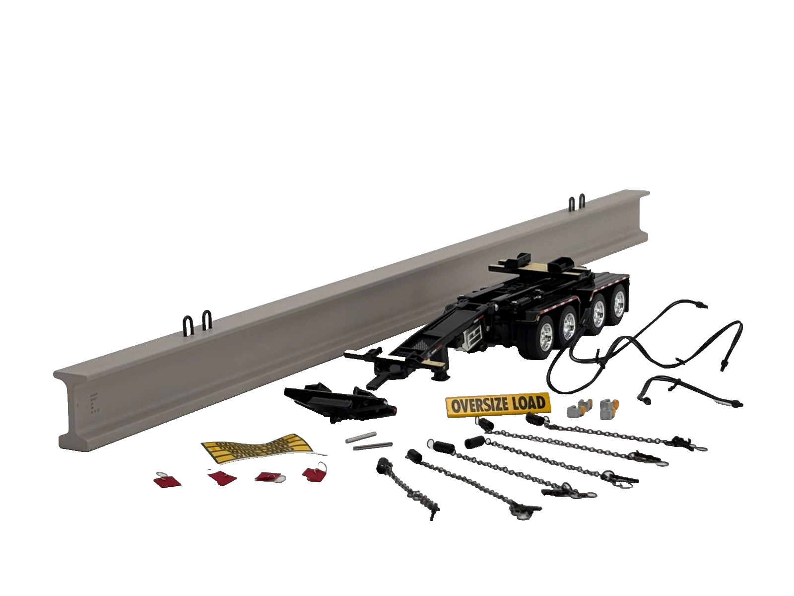 1/64 DCP BLACK ERMC 4 AXLE HYDRA-STEER TRAILER AND BEAM SET