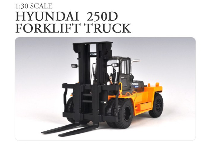 Hyundai 1/30 Scale 250D Forklift Truck Die Cast Heavy Equipment Model 217SM0023