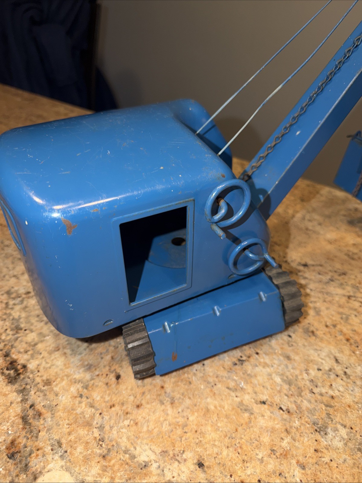Vintage Structo Toys Pressed Steel Excavator Steam Shovel Toy Blue