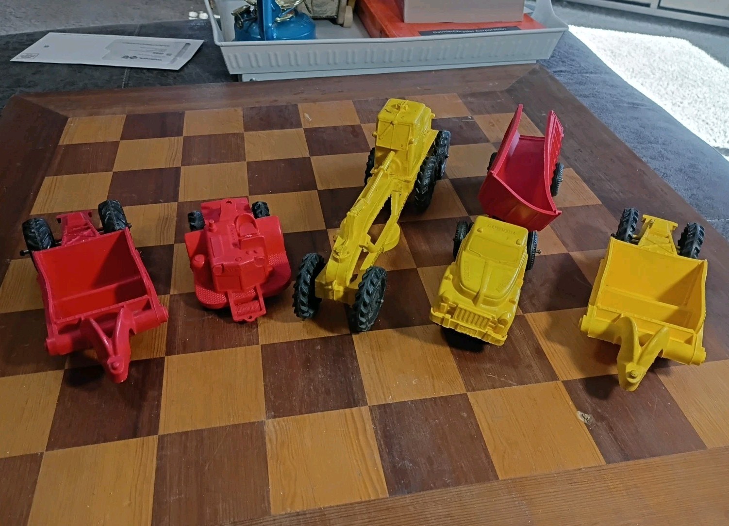 Vintage Auburn Rubber Construction Toys (Lot Of 6 Pcs) Truck Earth-Mover Grader