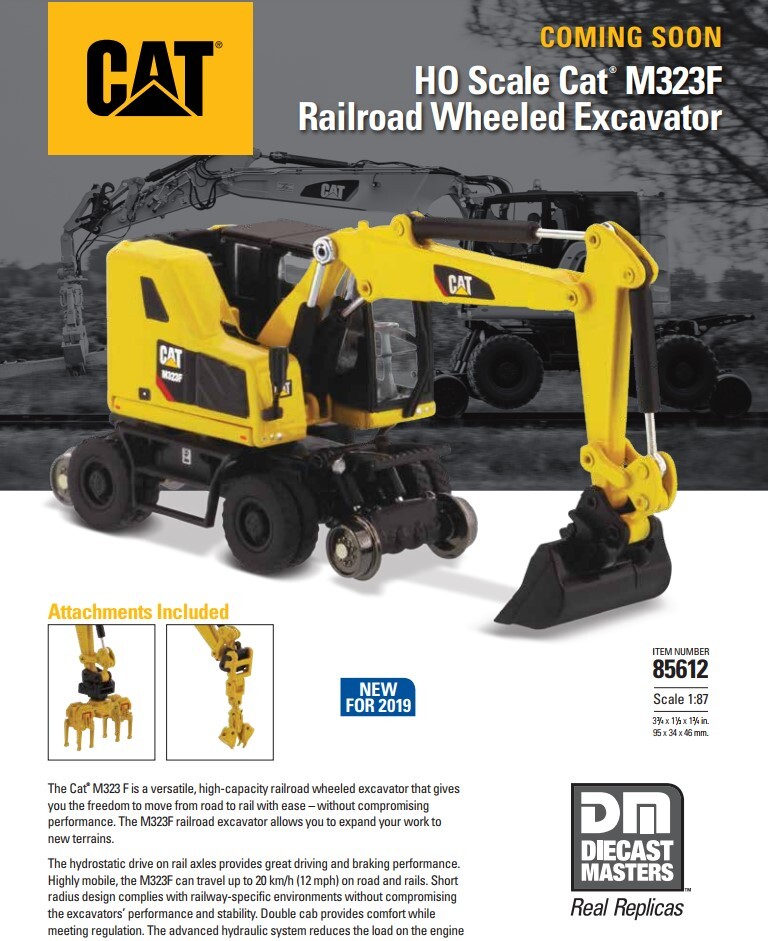 1:87 DM M323F Railroad Wheeled Excavator Construction Machine Diecast Model