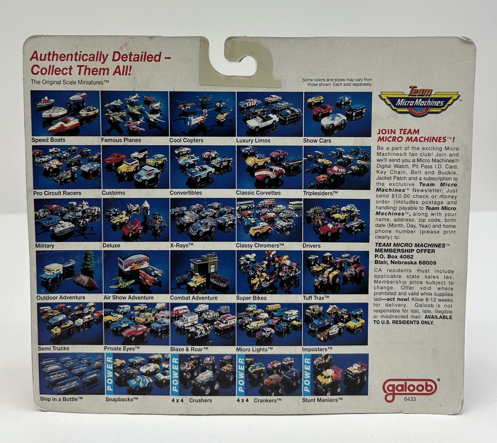 1990 Micro Machines SNAP BACKS #4 Pullback Power w/ Bonus license plate (NEW)