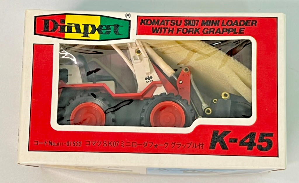 Diapet 1:25 Scale No. K-45 Komatsu SKO7 Mini Loader with Fork Grapple