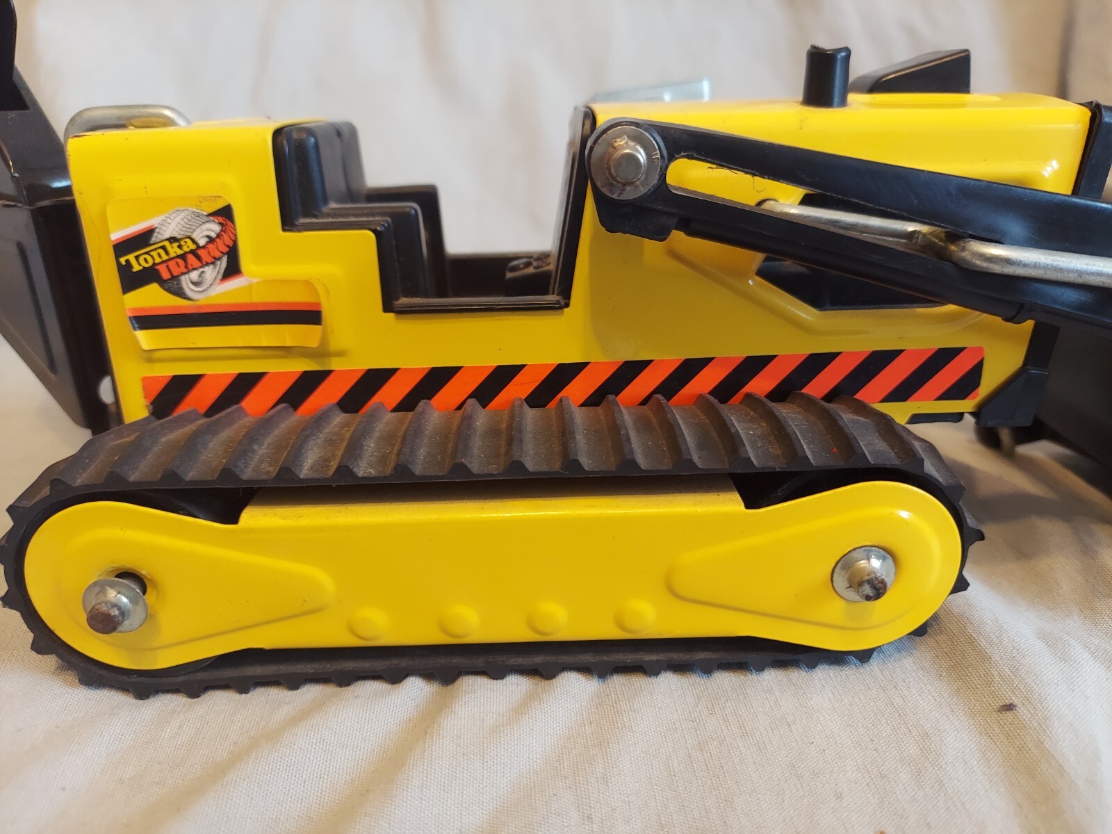 Tonka Trax Backhoe & Front End Loader Yellow Tractor Classic Metal Vintage Toy