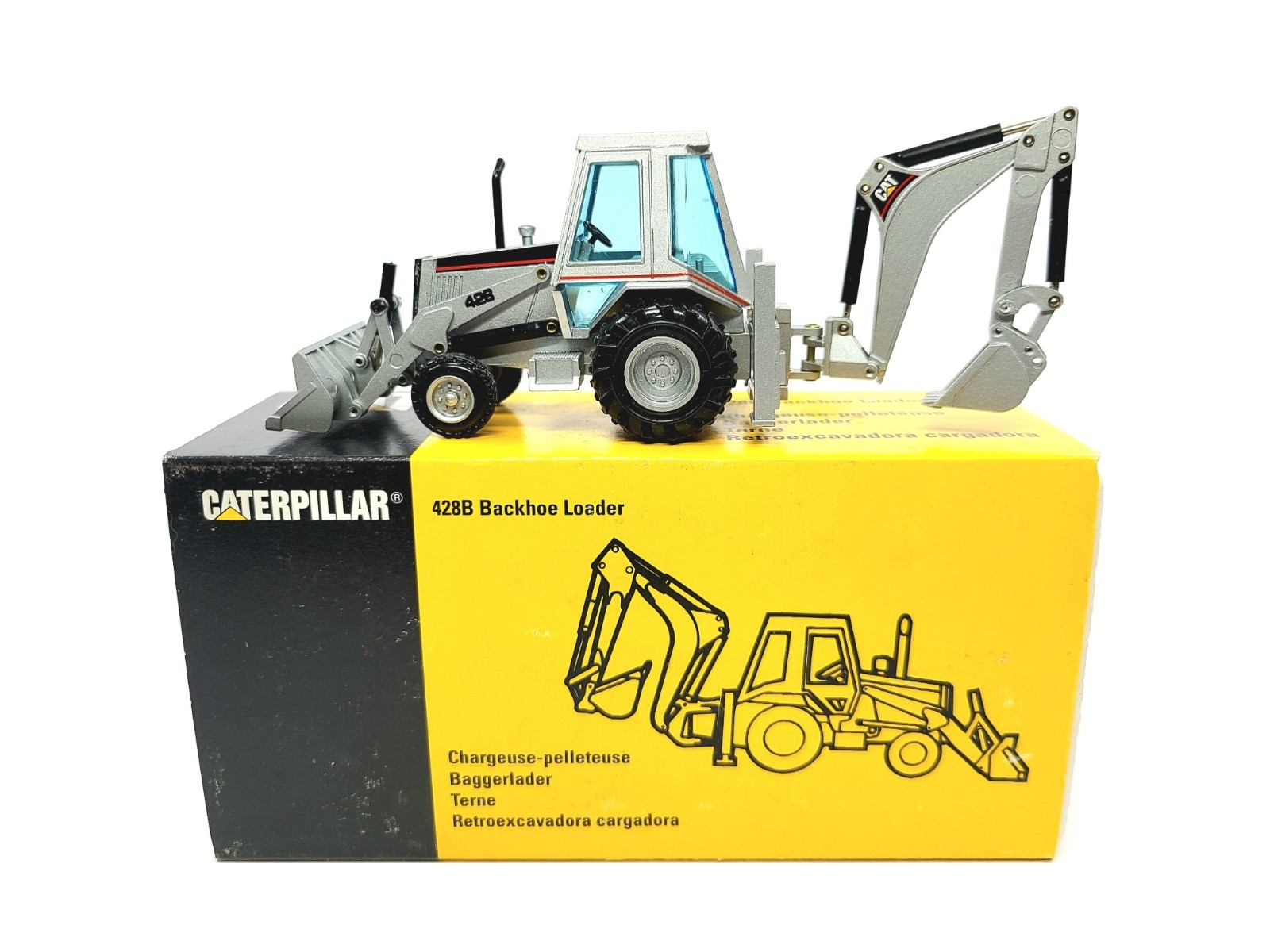 Caterpillar Cat 428B Backhoe Loader Cab – Silver NZG 1:50 Scale Model #2851S New