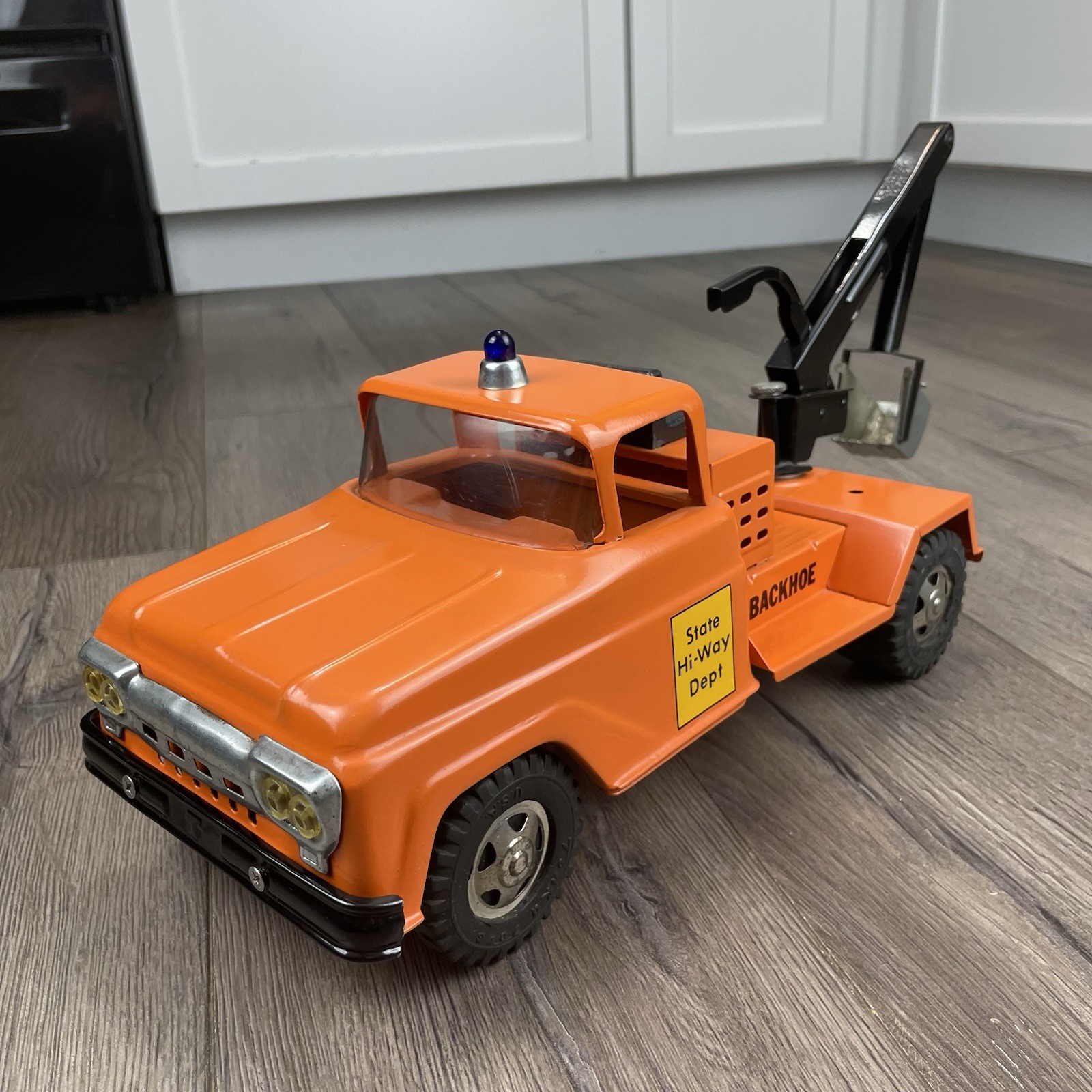 Vintage Orange Tonka State HI-WAY DEPT Highway Truck Backhoe Excavator Highway