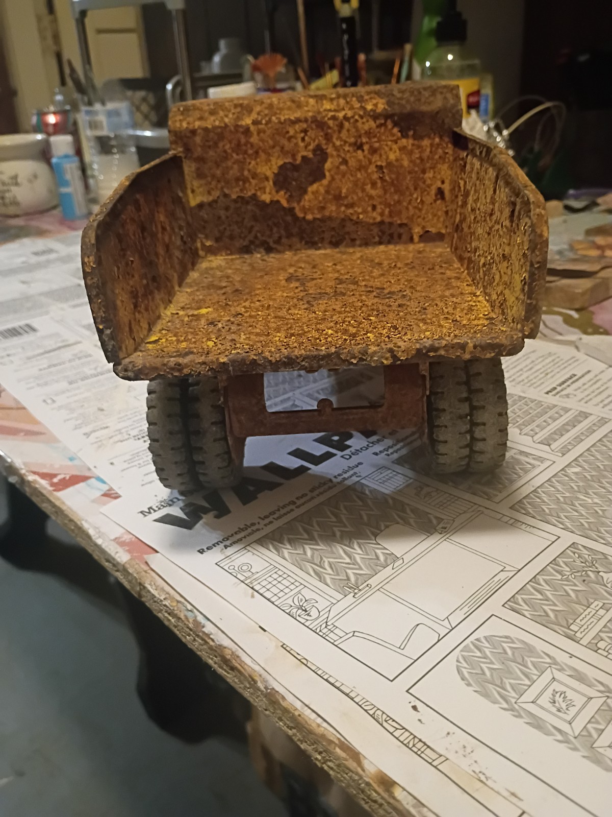 Tonka Vintage Pressed Steel Dump Truck Toy, Red Cab & Yellow Bed