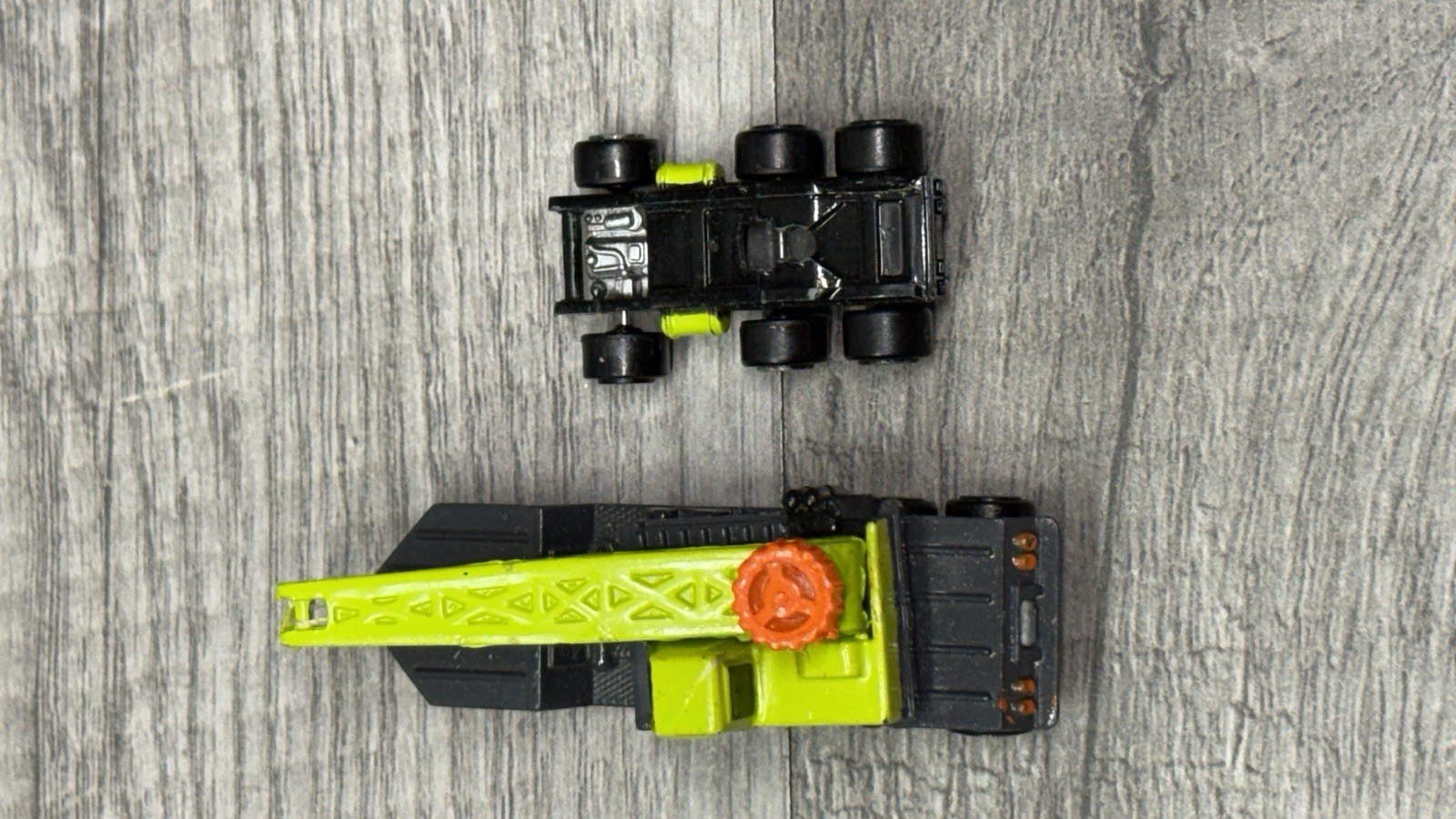 CRANE with SEMI TRUCK Micro Machines Miniature Neon Yellow Missing Truck Cab