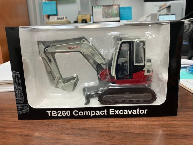 Takeuchi 1/35th Scale Diecast TB260 Mini Compact Excavator Rubber Tracks