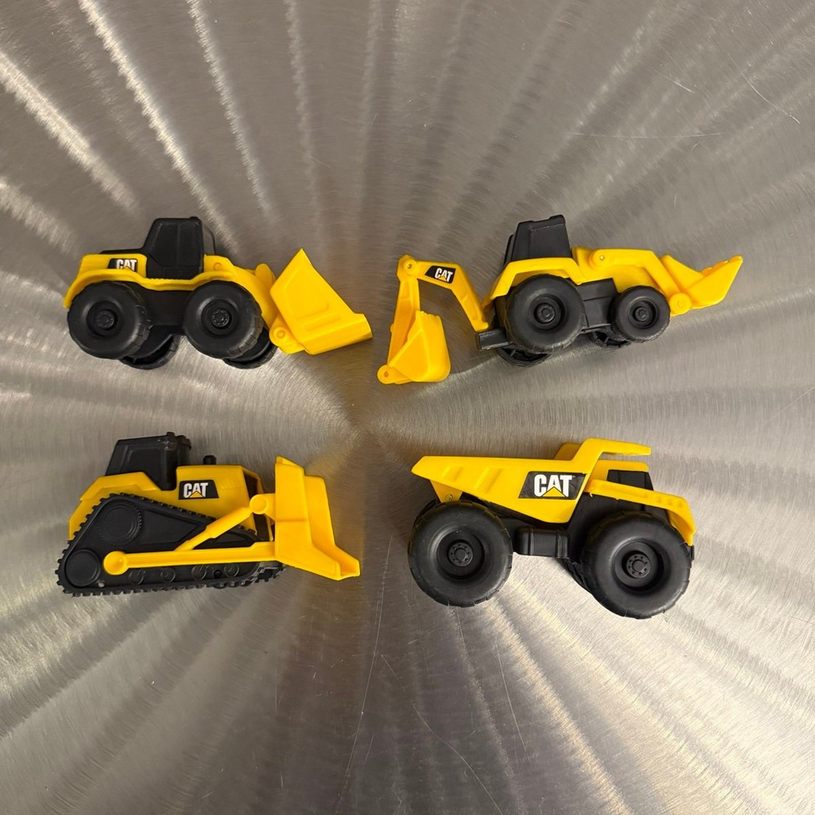 CAT Dump Truck, Bulldozer, Backhoe, Front Loader 3” Plastic Toys
