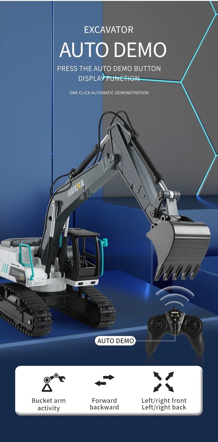 HUINA 1:24 New RC Excavator 9CH Crawler Engineering Vehicle Gift For kids New