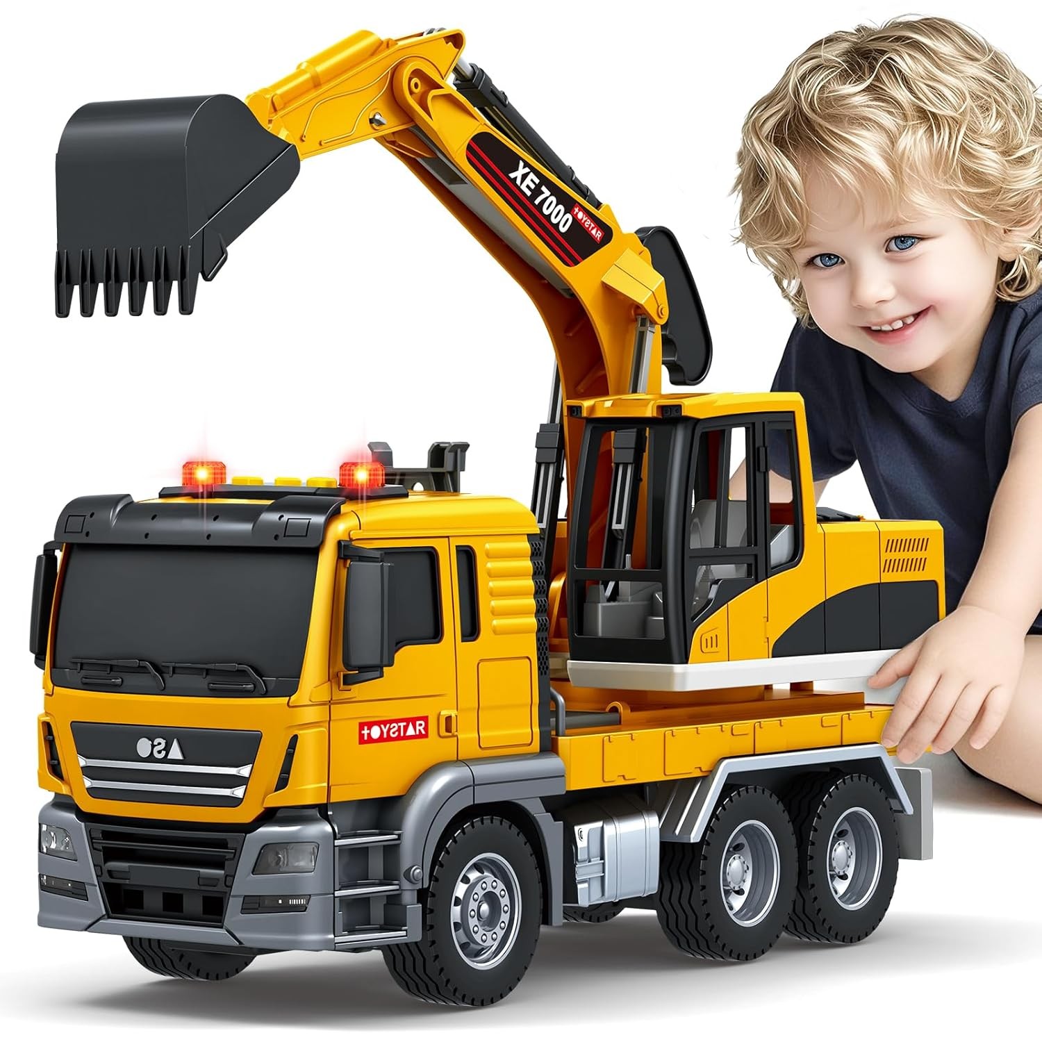 Large Excavator Truck Toy for Kids Boys Age 3-8 Years Construction Vehicle Play