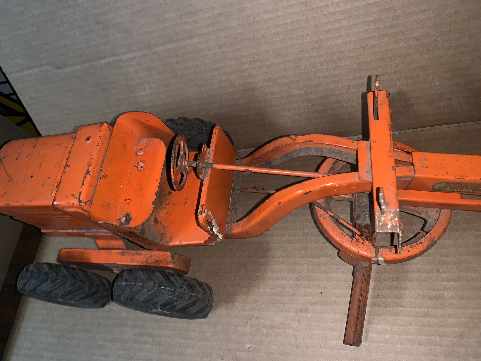 Vintage Heavy Pressed Steel Adams Motor Grader Diesel Construction Toy
