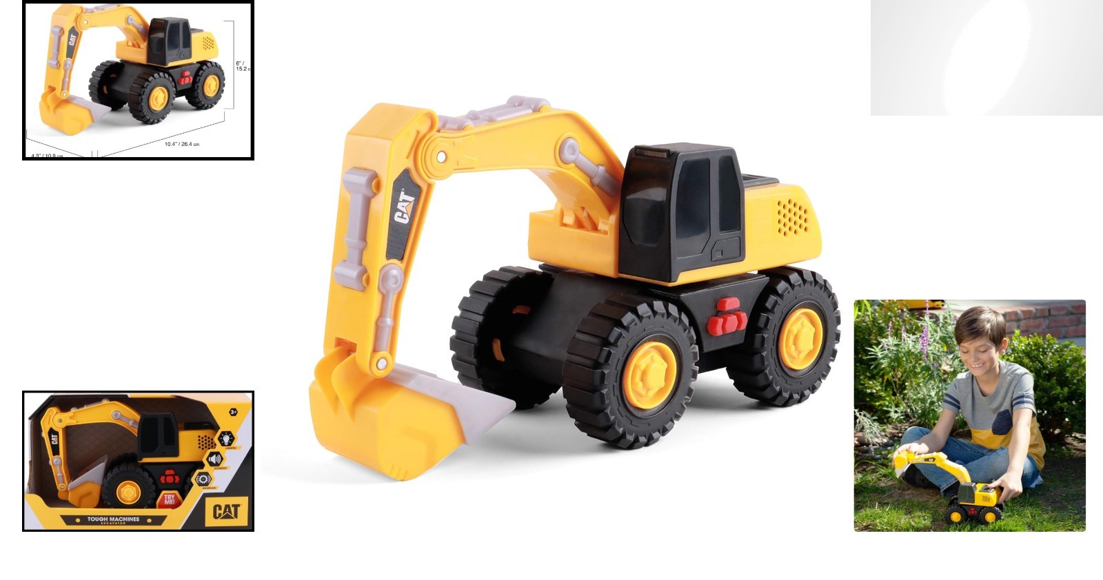 Durable CAT Tough Machines Excavator Toy with Movable Parts & Sounds – 10-Inch