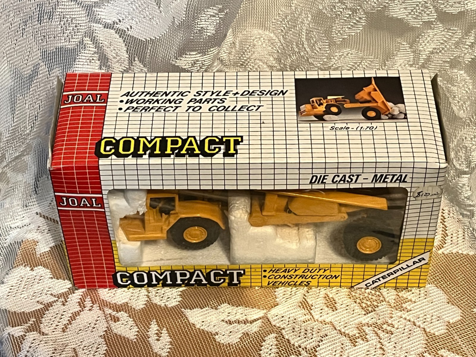 vintage JOAL diecast Caterpillar Compact Tractor CAR-631 with tipper, heavy duty
