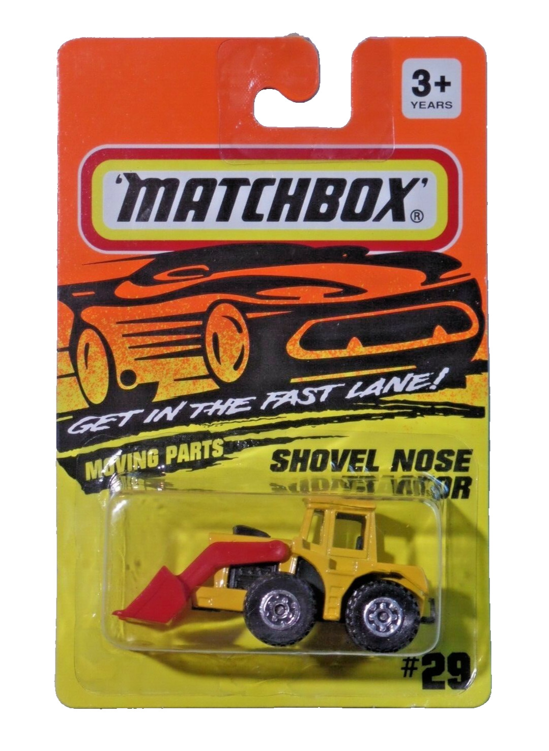 Matchbox Shovel Nose Tractor MB29 NEW 1993 Yellow w Red Shovel 258 FREE SHIPPING